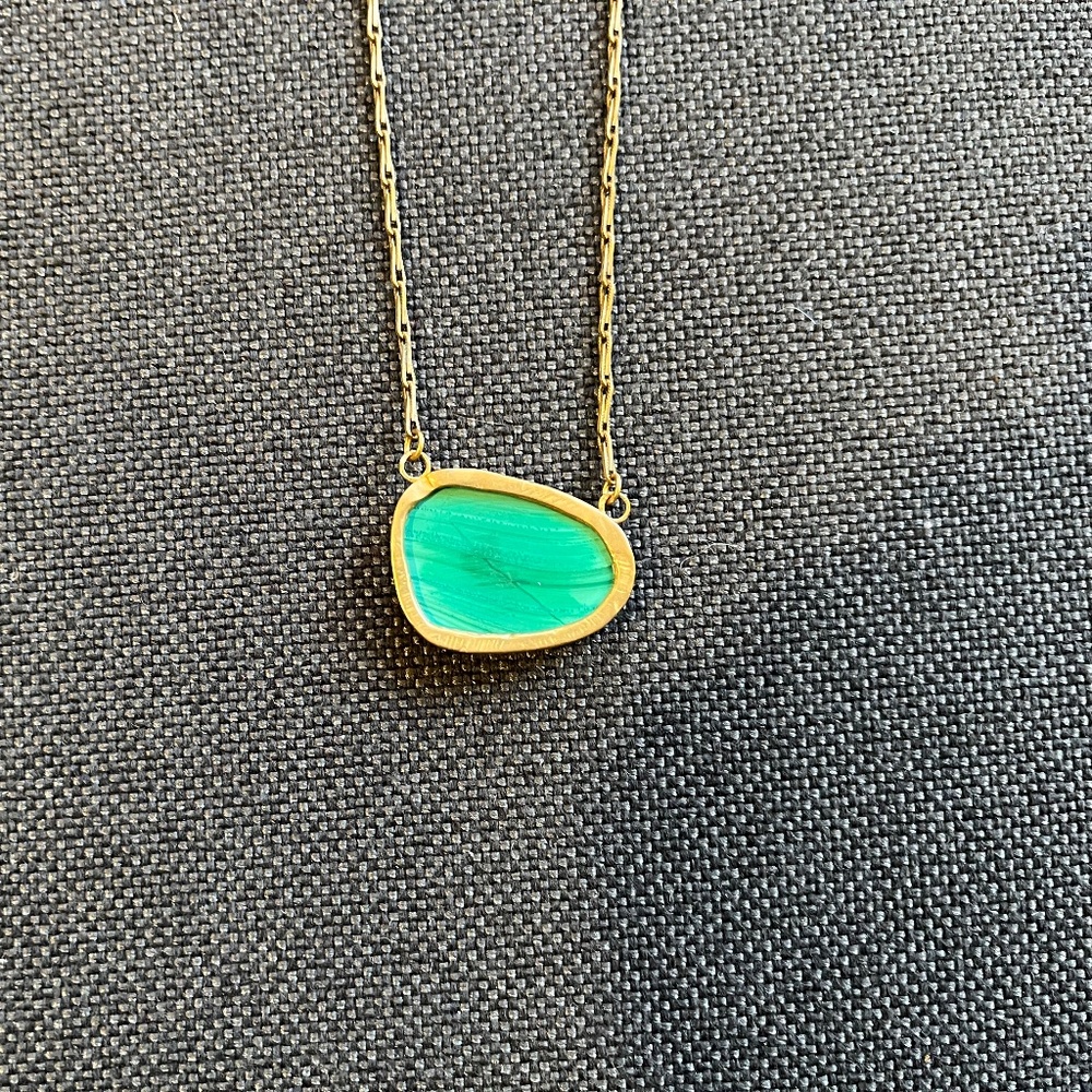 Emilie Shapiro Malachite Brass “Ripple” Necklace - Picture 5 of 6